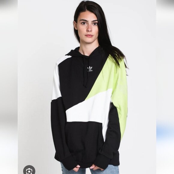ADIDAS | Color Block Reflective Hoodie Black Pistachio Green Sz S - Picture 2 of 10
